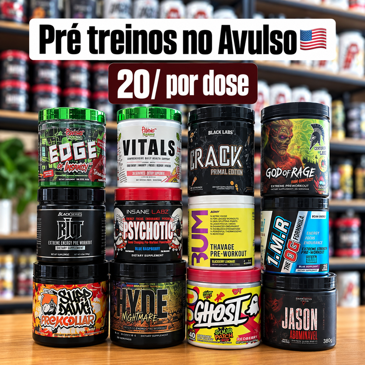 Doses Avulsas Pre Treinos - Monte Seu Kit